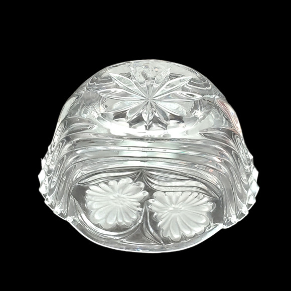 Vtg Floral Etched Crystal Open Candy Dish Bowl 3.5 in - Picture 12 of 16